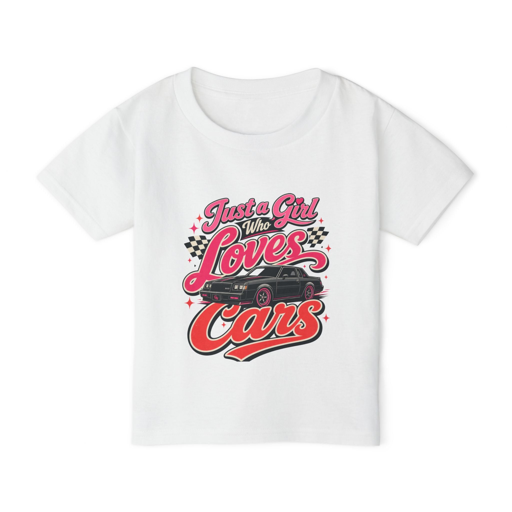 Toddler T-Shirt — "Just a Girl Who Loves Cars" Vintage Racing Design