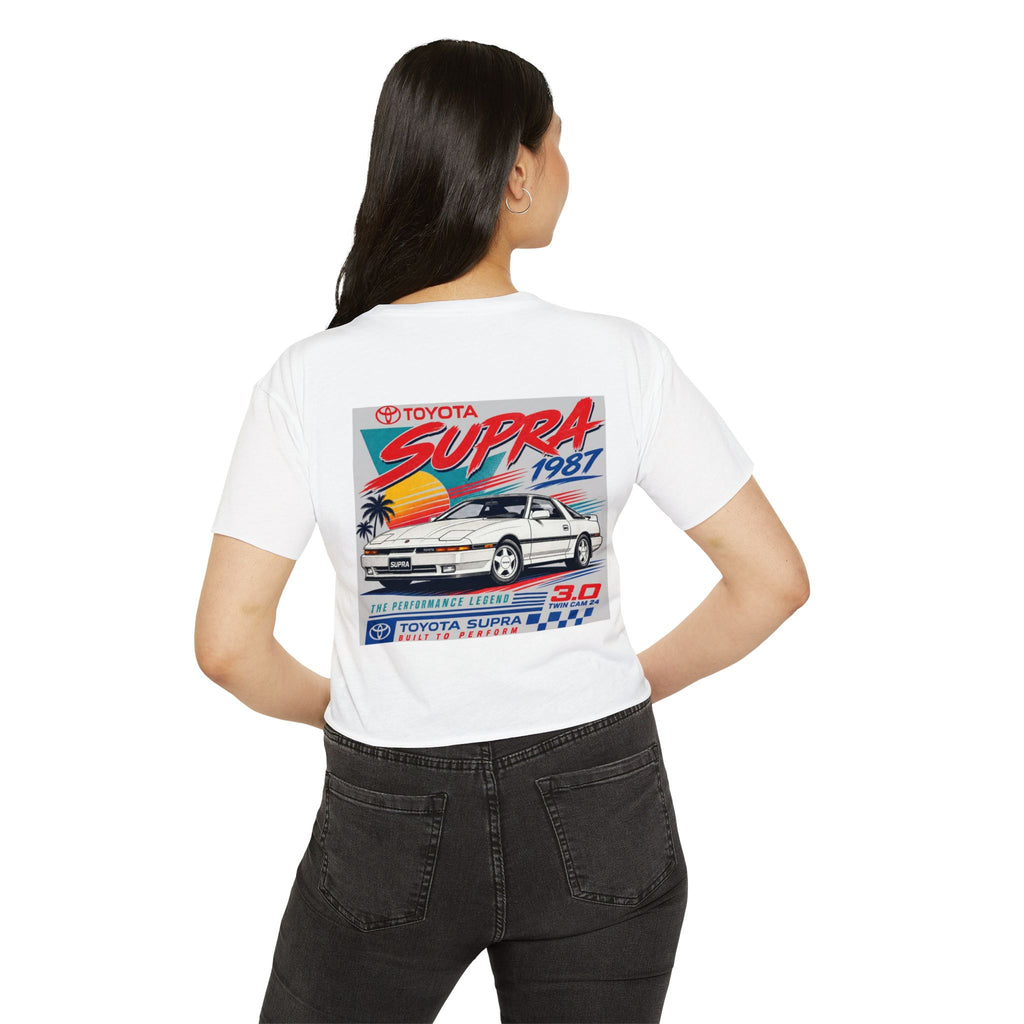 Toyota Supra Retro Graphic Crop Top | 1987 Racing Sunset