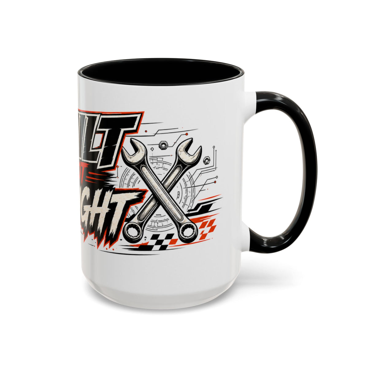 Built Not Bought Coffee Mug — Mechanics, Car Enthusiast Garage Mug, Red Details (11/15oz)