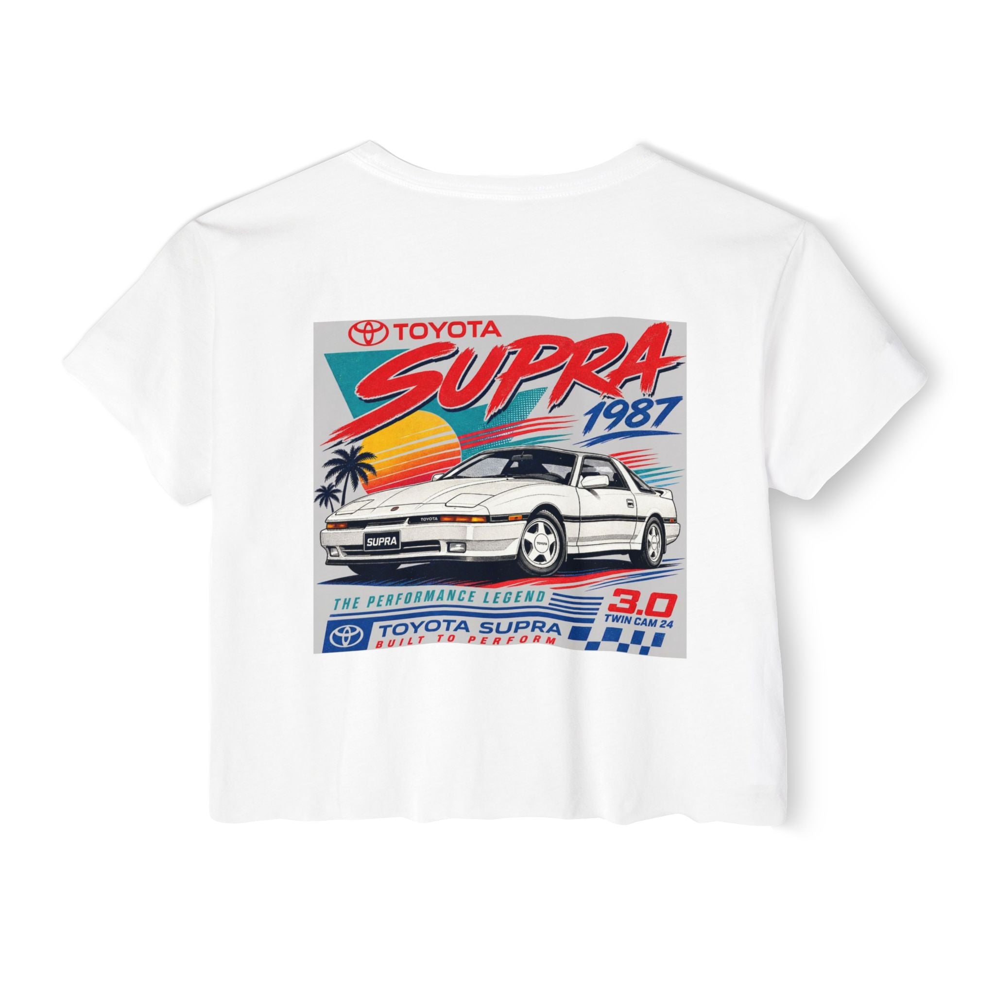 Toyota Supra Retro Graphic Crop Top | 1987 Racing Sunset