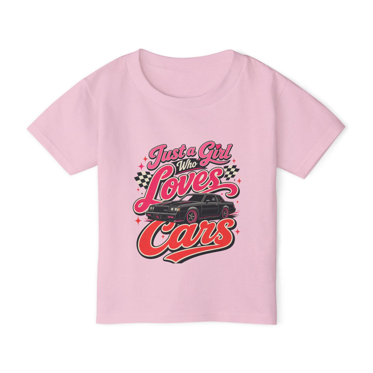 Toddler T-Shirt — "Just a Girl Who Loves Cars" Vintage Racing Design