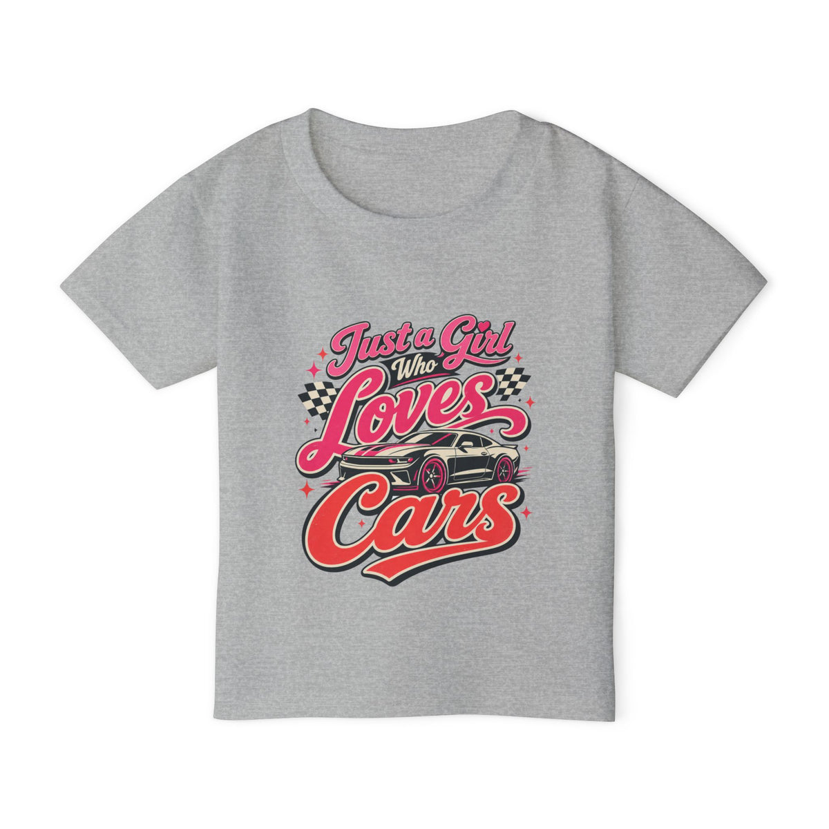 Toddler T‑Shirt — "Just a Girl Who Loves Cars" Pink Retro Car Graphic