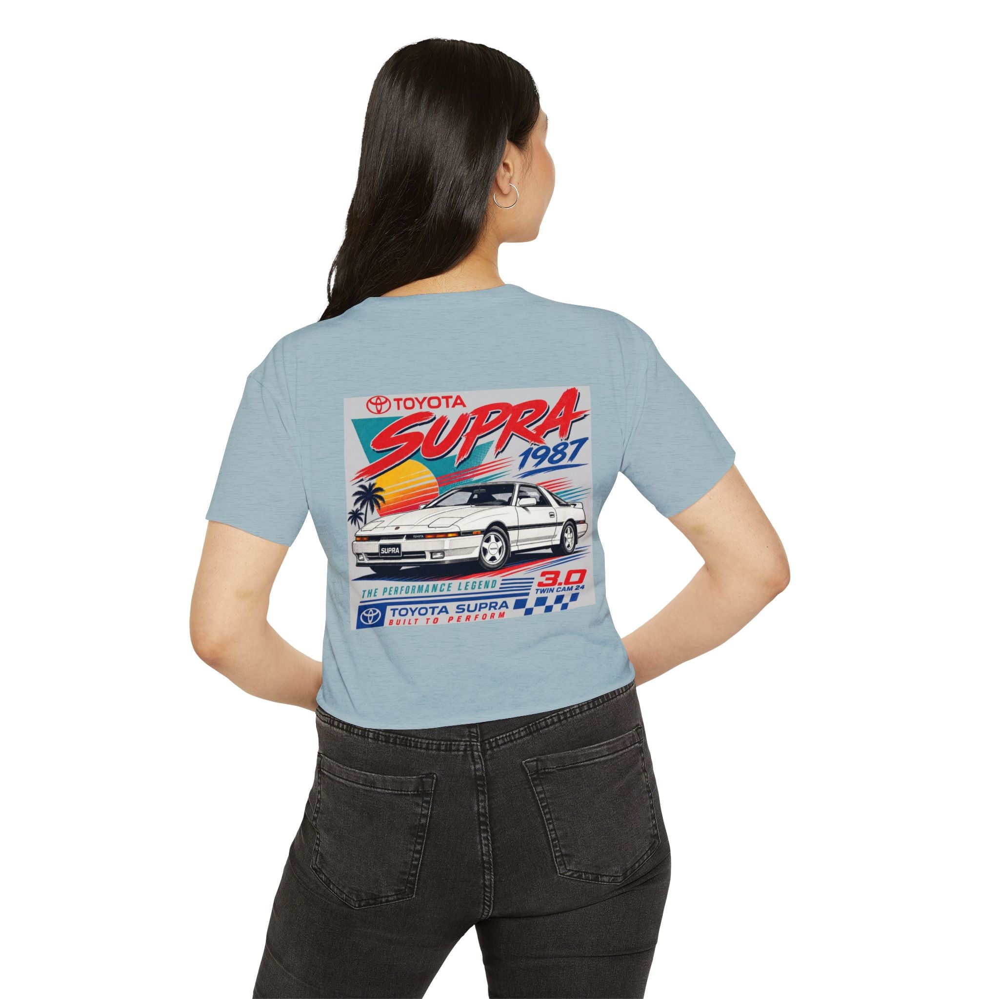 Toyota Supra Retro Graphic Crop Top | 1987 Racing Sunset