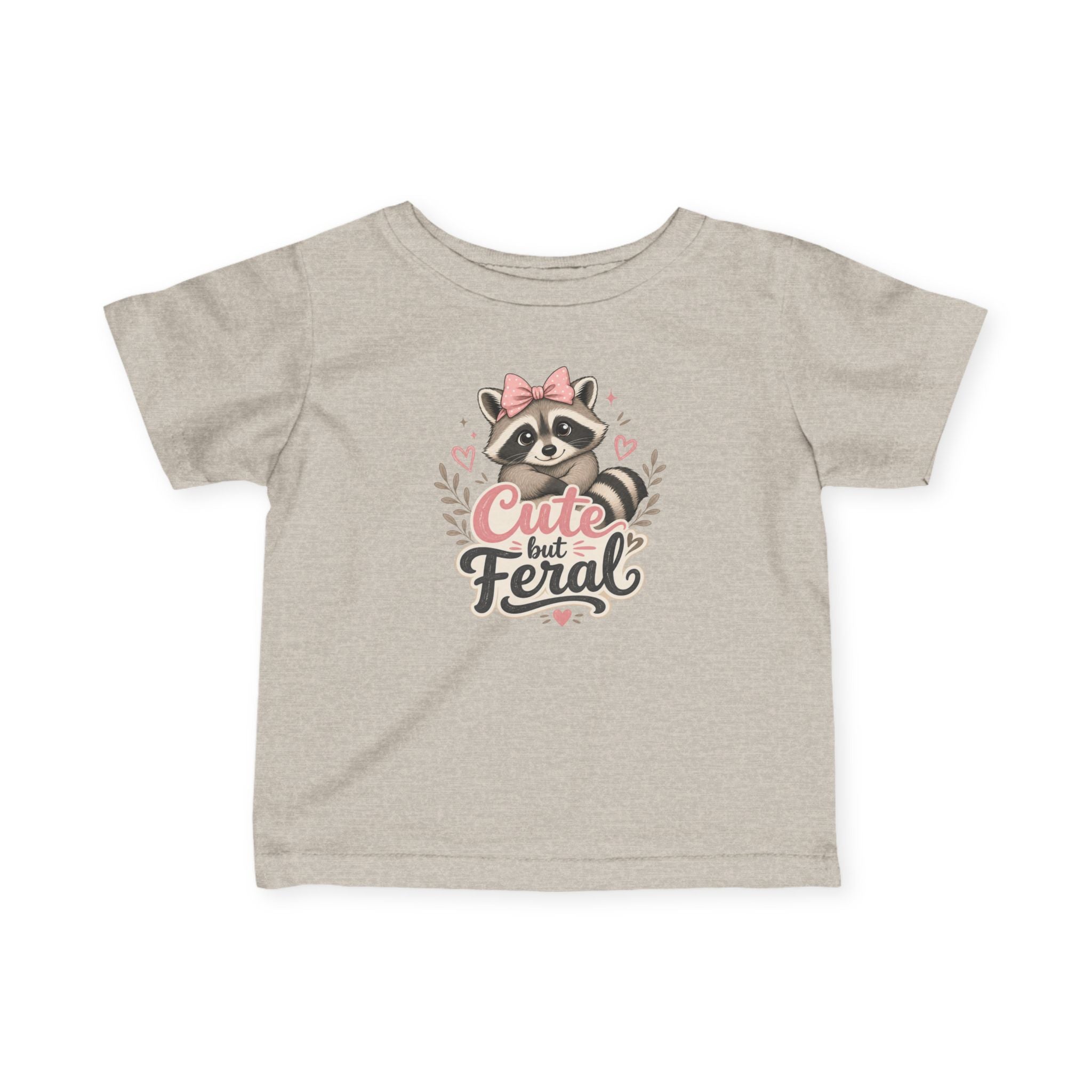 Cute but Feral Raccoon Infant Tee | Baby Shirt, Pink Bow Design