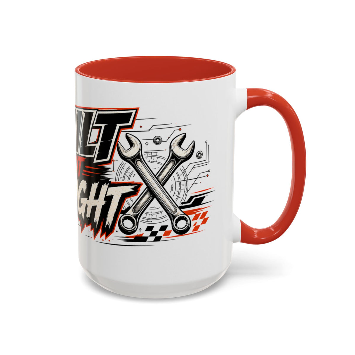 Built Not Bought Coffee Mug — Mechanics, Car Enthusiast Garage Mug, Red Details (11/15oz)