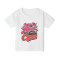 Toddler T‑Shirt — "Just a Girl Who Loves Cars" Pink Retro Car Graphic