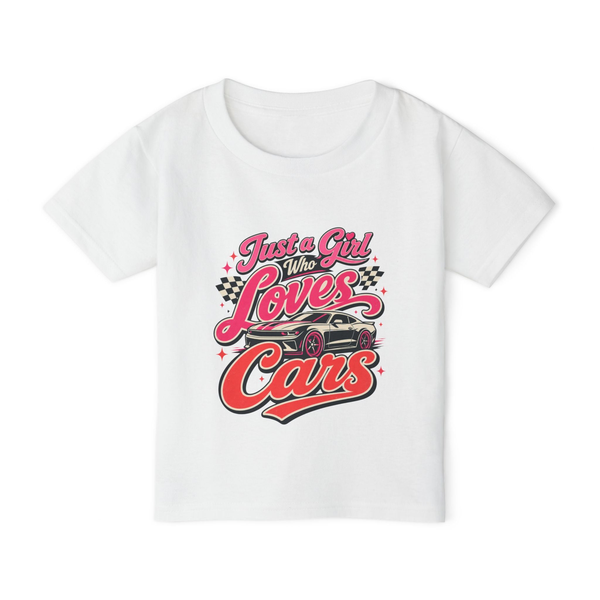 Toddler T‑Shirt — "Just a Girl Who Loves Cars" Pink Retro Car Graphic