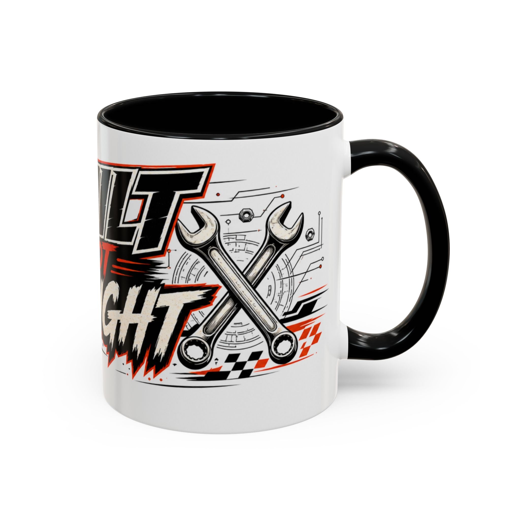 Built Not Bought Coffee Mug — Mechanics, Car Enthusiast Garage Mug, Red Details (11/15oz)