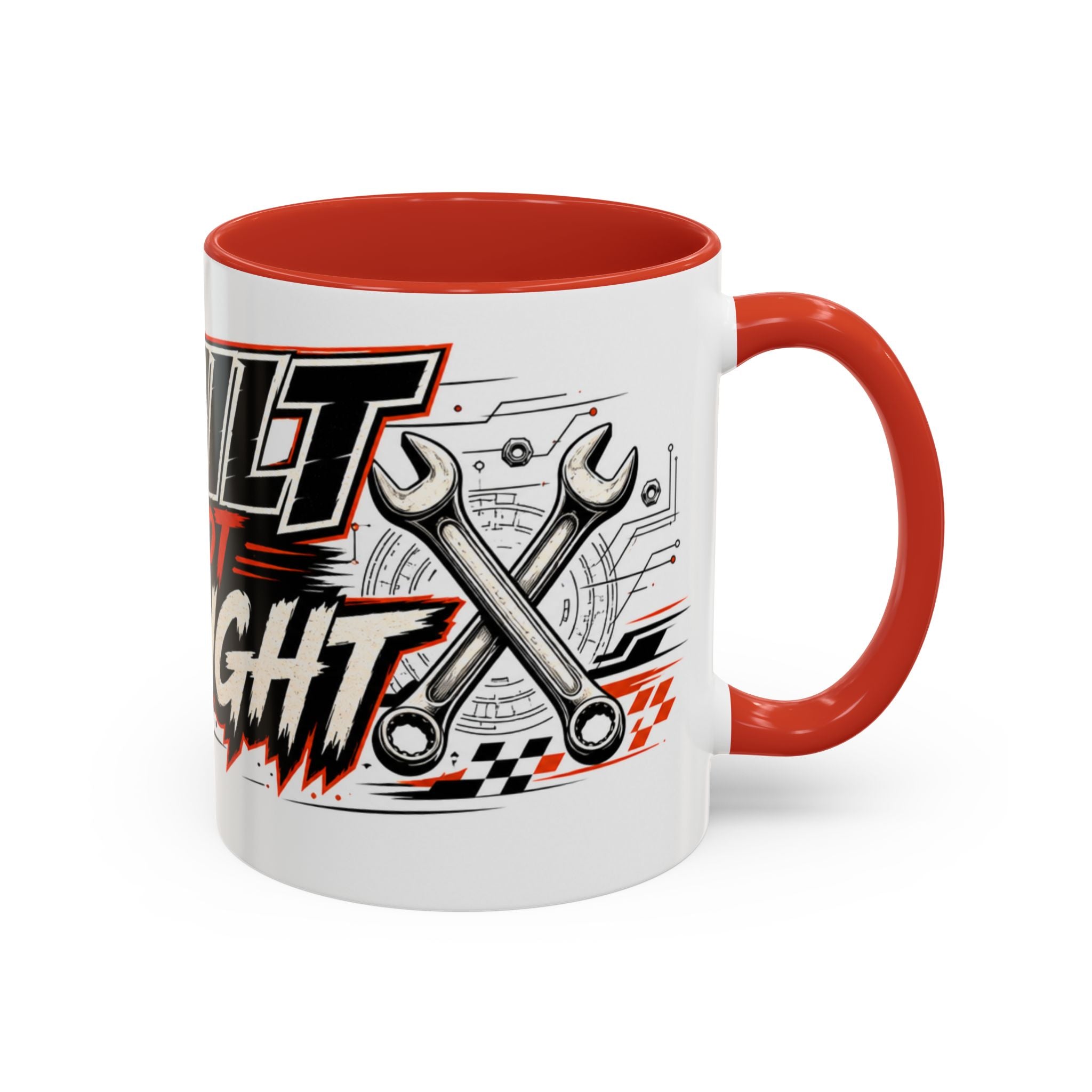 Built Not Bought Coffee Mug — Mechanics, Car Enthusiast Garage Mug, Red Details (11/15oz)