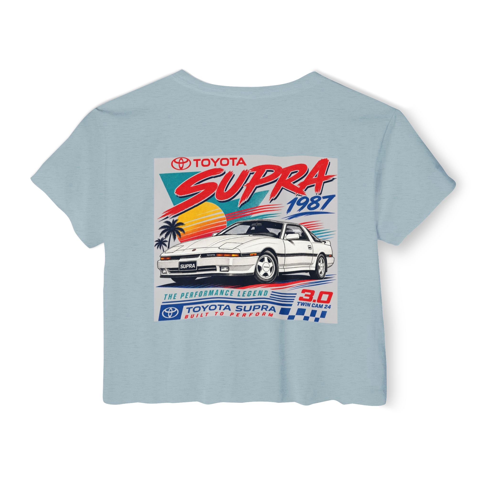 Toyota Supra Retro Graphic Crop Top | 1987 Racing Sunset