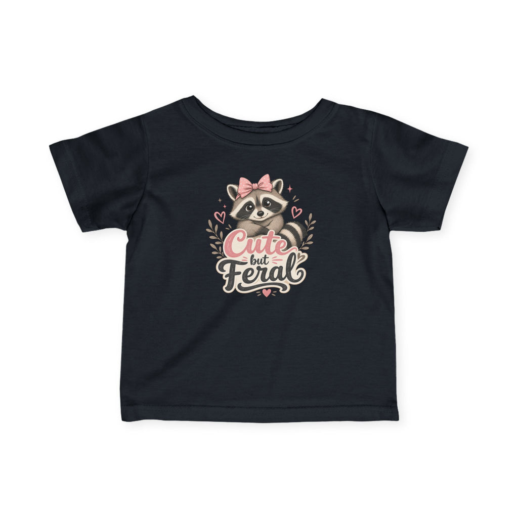 Cute but Feral Raccoon Infant Tee | Baby Shirt, Pink Bow Design