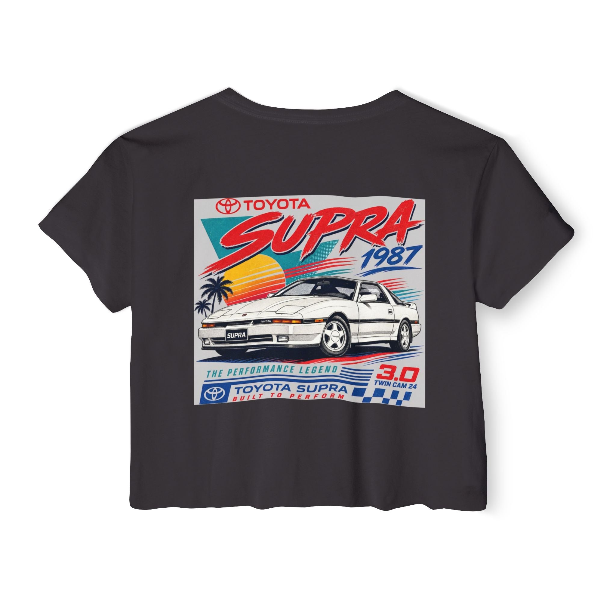 Toyota Supra Retro Graphic Crop Top | 1987 Racing Sunset